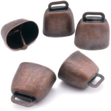 Set van 5 koperen hondenbelletjes voor koeien, paarden, schapen, katten en kleine dieren (brons)