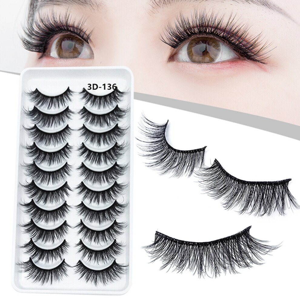 Zhouq-Outdoors 3D Fluffy False Eyelashes 10 Pairs Natural