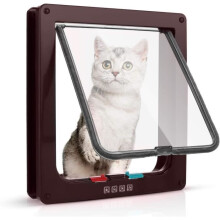 23,5 x 25 x 5,4 cm Dubbel vergrendelend, stil magnetisch kattenluik, eenvoudig te monteren - Bruin