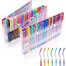 100 πολύχρωμα στυλό gel με glitter, παστέλ, μεταλλικά και νέον χρώματα, με λεπτή μύτη 0,5-1 mm