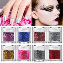 12 botellas de polvo holográfico de purpurina para uñas, varios tamaños, pigmento hexagonal para decoración de uñas, esmalte de uñas DIY