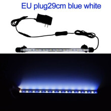 Lámpara de acuario impermeable de 220 V, iluminación decorativa, enchufe europeo, tipo 29 cm, azul y blanco.
