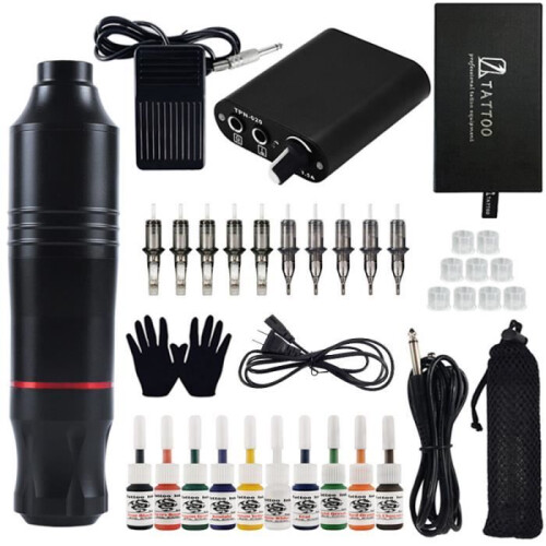 Tattoo machine kit voor beginners, zwarte tattoo pen