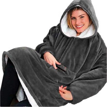 Deken - Sherpa - Draagbare badjas - Zachte fleece - Anti-koude - Eén maat 80x90cm