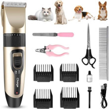 Cortapelos para mascotas - Profesional - 12 piezas - Silencioso - Recargable por USB - Pelo largo y grueso