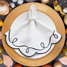 4pcs 15 Inch Ribbon Twirl Embroidery Round Placemats Perfect for Party and Kitchen Dining Decor