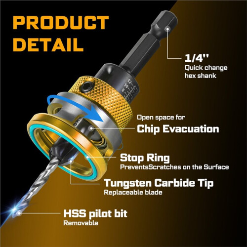 Countersink Drill Bit Set CNC High Speed Steel Countersink Bits for Wood Plastic Metal