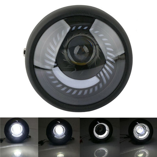 2X Motocicleta Cafe Racer Bobber 6,5 Polegadas LED Espiral Branco Suporte de Montagem Lateral