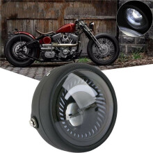 2X Motorcycle Cafe Racer Bobber 6.5 Inch LED Headlight Spiral White Side Mount Bracket