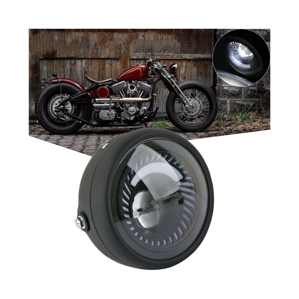 2X Motorcycle Cafe Racer Bobber 6.5 Inch Led Headlight Spiral Side Mount Bracket White 6033075674238