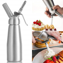 Sifone professionale per panna montata - 0,5 L - 3 ugelli in acciaio inox - compatibile con alluminio