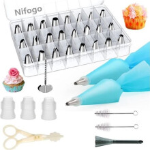 Manga pastelera de acero inoxidable de 34 piezas para decoración de pasteles