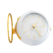 Reloj de escritorio de metal blanco ligero con alarma mini para dormitorios & escritorios de estudio