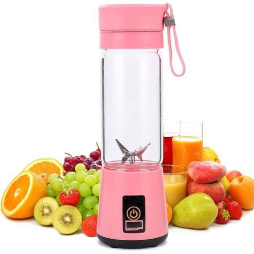 Μίνι μπλέντερ - Απροσδιόριστο - 400 ml - Ροζ - Επαναφορτιζόμενο μέσω USB - 6 λεπίδες 3D
