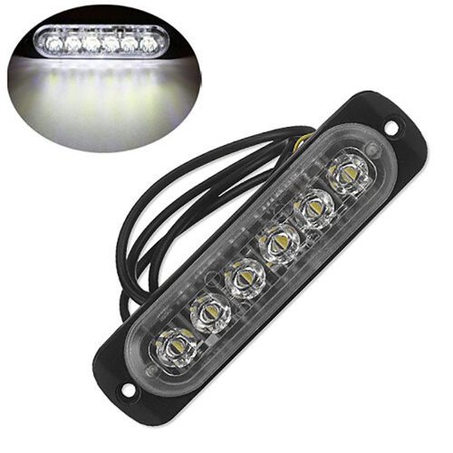 2X 12V-24V 6LED Light Flash Emergency Car Vehicle Warning Strobe Flashing White 1