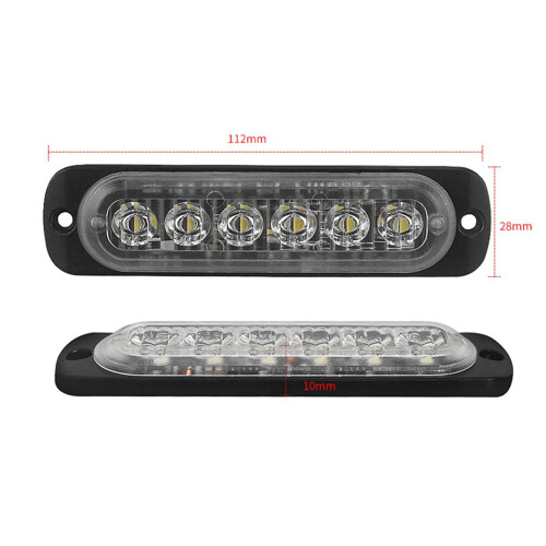 2X 12V-24V 6LED Light Flash Emergency Car Vehicle Warning Strobe Flashing White 2