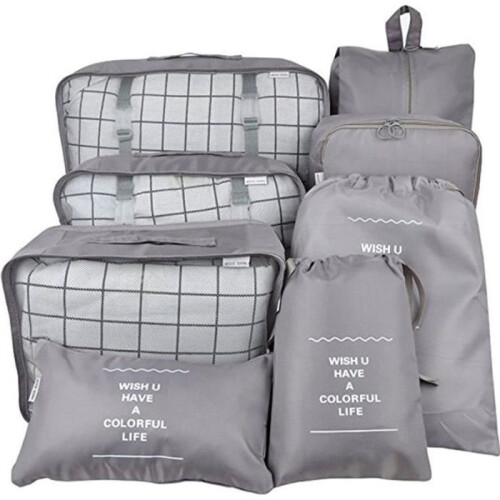 Organizer per bagagli - Noname - 8 pezzi - Impermeabile - Resistente all'acqua - Unisex