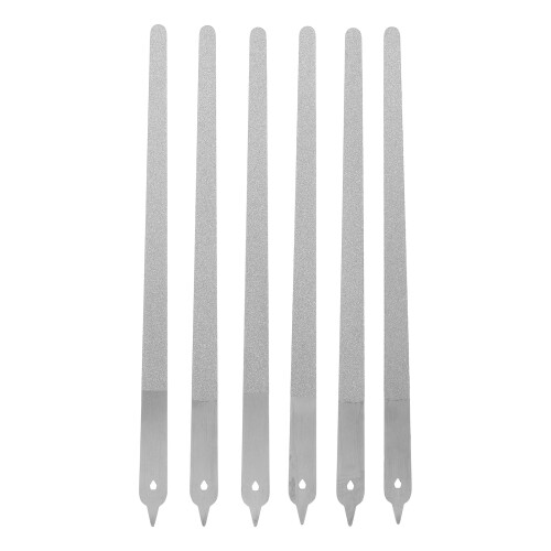 6Pcs Double-Sided Silver Metal Nail Files Nail Buffer with Pointed Tip