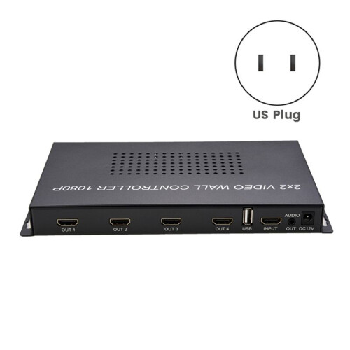 Video Processor -Compatible 2x2 HD Video Screen Splicer with U Disk Playback Multi-Screen Splicing Processor US Plug 1