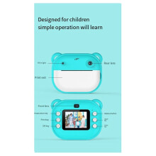 1080P Children Print Camera Dual Camera 240MP One-Touch Printable Camera with 2 Rolls of 57x25mm Print Paper Green