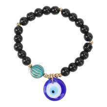 Blaues Böse-Auge-Armband - 10 mm Perlen, 4-9,5 Zoll