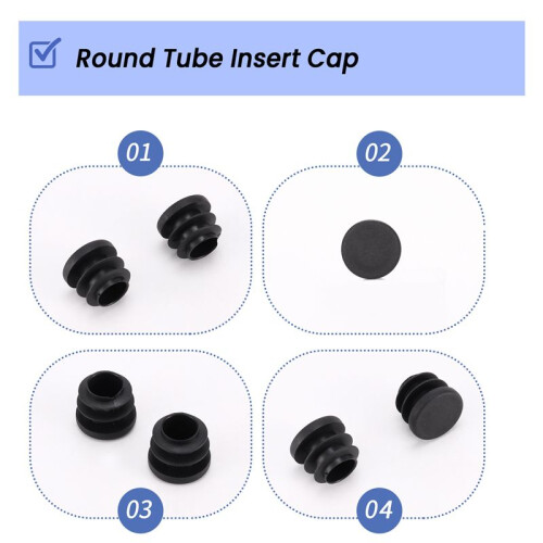 15Pcs Black Plastic Blanking End Cap Round Tube Insert Pipe Bung 16mm 2