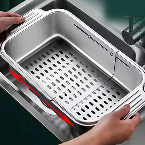 Adjustable Dish Drying Rack Stainless Steel Sink Drainer for Dishes Vegetable Space-Saving Kitchen Organizer Strainers 1