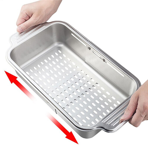 Adjustable Dish Drying Rack Stainless Steel Sink Drainer for Dishes Vegetable Space-Saving Kitchen Organizer Strainers 2