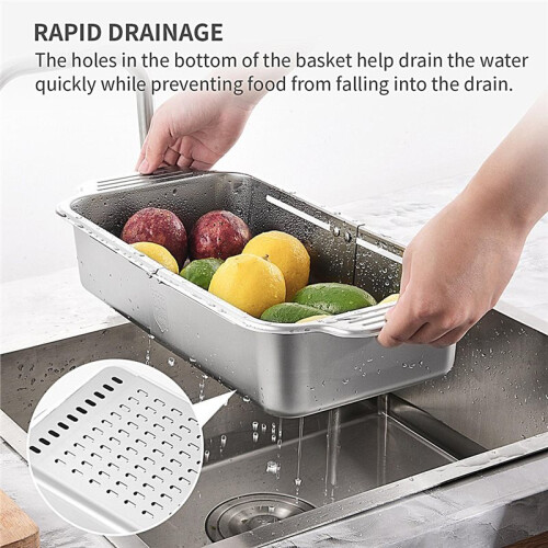 Adjustable Dish Drying Rack Stainless Steel Sink Drainer for Dishes Vegetable Space-Saving Kitchen Organizer Strainers 2