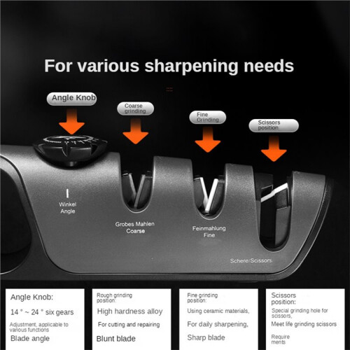 4in1Knife Sharpener with Adjustable Angle, Professional Grinding Tool for Kitchen Knives & Scissors 2