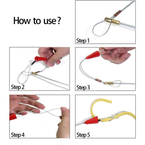 Fiberglass Running Electrical Wire Cable Pulling Fish Tape Kit with 5 Different Attachments and Fish Tape Tool 2