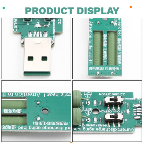 10pcs/Lot USB Resistor Electronic Load W/ Adjustable 3 Current 5V Resistance Tester 1