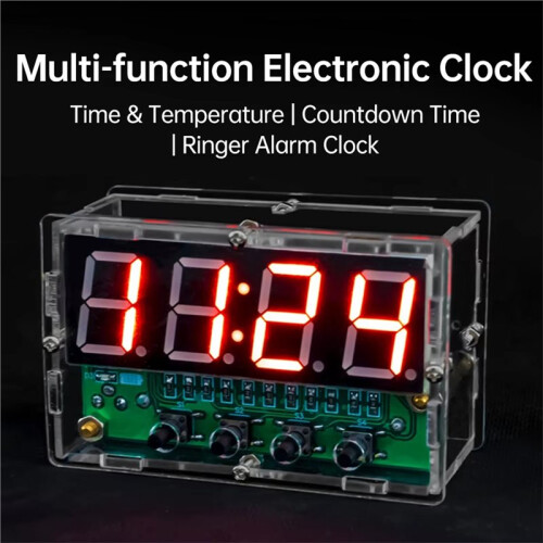 DC5V LED Digital Electronic Clock DIY Kit Instructional Soldering Components Featuring Alarm, Temperature and Countdown 1