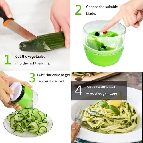 Κόφτης λαχανικών 4 σε 1 Spiralizer, Χειρός σπιραλιστής λαχανικών, Σπιράλ κόφτης 2