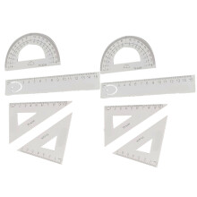2Set Tragbares Weißes Metall Lineal Und Winkelmesser Schulset