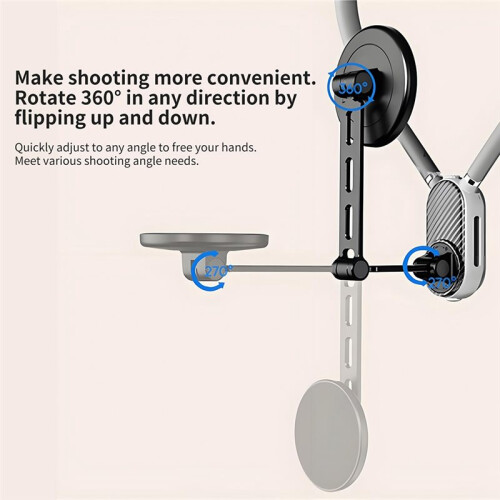 Magnetic Neck Mount for Smartphones, Adjustable Strap, Hands-Free POV/Vlog, for  & Android