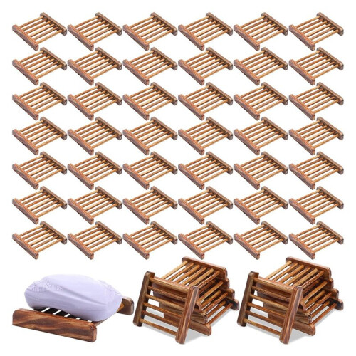 50 Jaboneras de Bambú con Drenaje Automático para Baño y Cocina 1