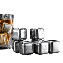 8PCS Metal Ice Cubes Reusable Whiskey Stones Stainless Steel Waterless Chilling Stones with Ice Tongs & Storage Box
