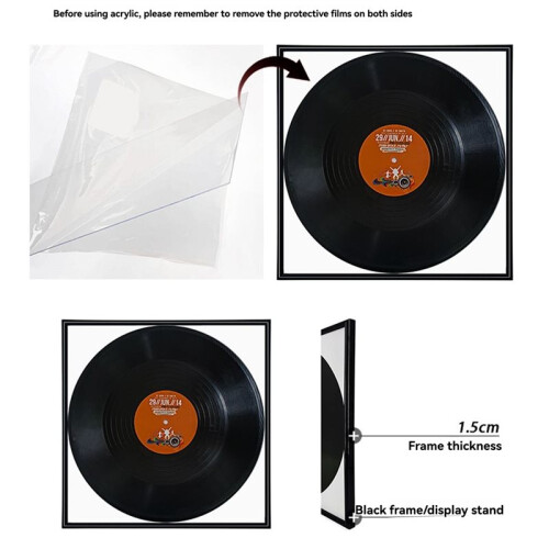 Conjunto de 4 Molduras para Discos de Vinil 12,5x12,5 Polegadas com Acabamento Brilhante - Perfeitas para Capas de LPs de Vinil 1