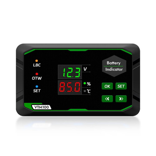 DC7-100V Batterijspannings- en Capaciteitstester, Batterij-Indicator, Batterijmonitor, Coulometer met Temperatuursensor 1