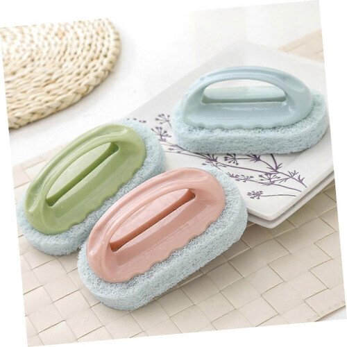 Bathroom Scrubber Brush with Sponge Eraser and PP Handle for MultiSurface Kitchen Cleaning 1