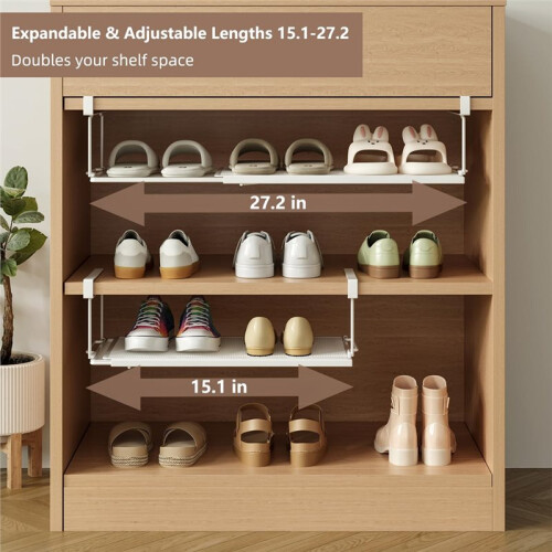 Expandable Under-Shelf Shoe Rack for Closet(1-Pack) - Adjustable Under Shelf Storage Organizer, No-Tool Installation 1