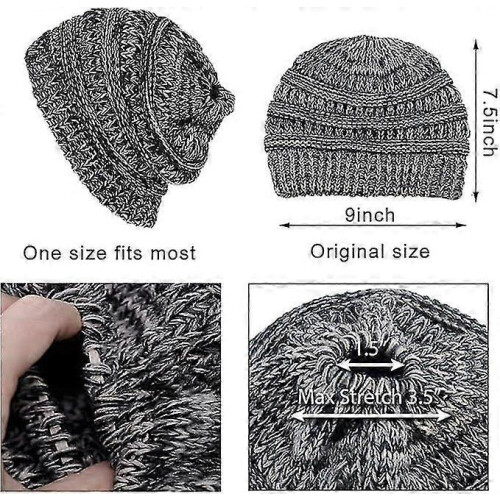 Dicke Strickmütze mit Stricklöchern, Frottee-Strickmütze, Wintermütze 2