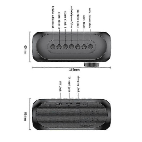 Caixa de Som Bluetooth Multifuncional com Rádio FM, Relógio e Despertador. 2