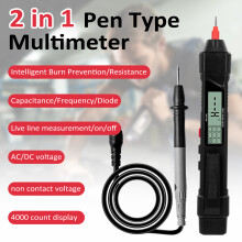 2in1 Pen Digital Multimeter 4000 Count AC/DC Voltage Tester 18.7cm Black