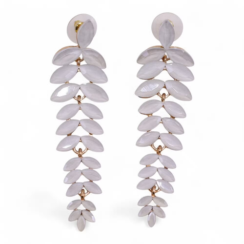 Pearl - Vintage Glass - Long Drop - Earrings 2