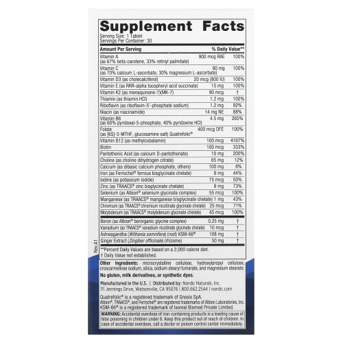 Nordic Naturals Nordic Naturals, Γυναίκα Πολυβιταμίνη, Ένα Ημερήσιο, 30 Τάμπλετες 1