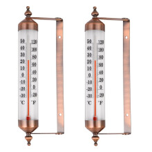 2pcs 10 Inches New Premium Steel Indoor/Outdoor Thermometer Wireless Decorative
