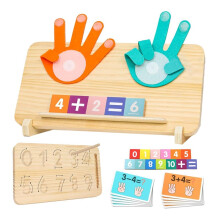 Math Learning Toys for Toddlers 3-5, Double-Sided Finger Counting & Number Tracing Board, Preschool Toys for Kids 2-4