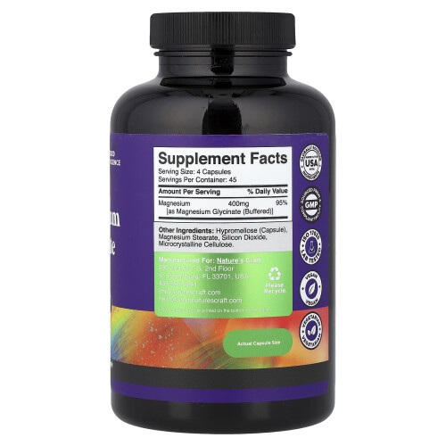Nature's Craft, Μαγνήσιο Γλυκίνη, 180 Capsules 1